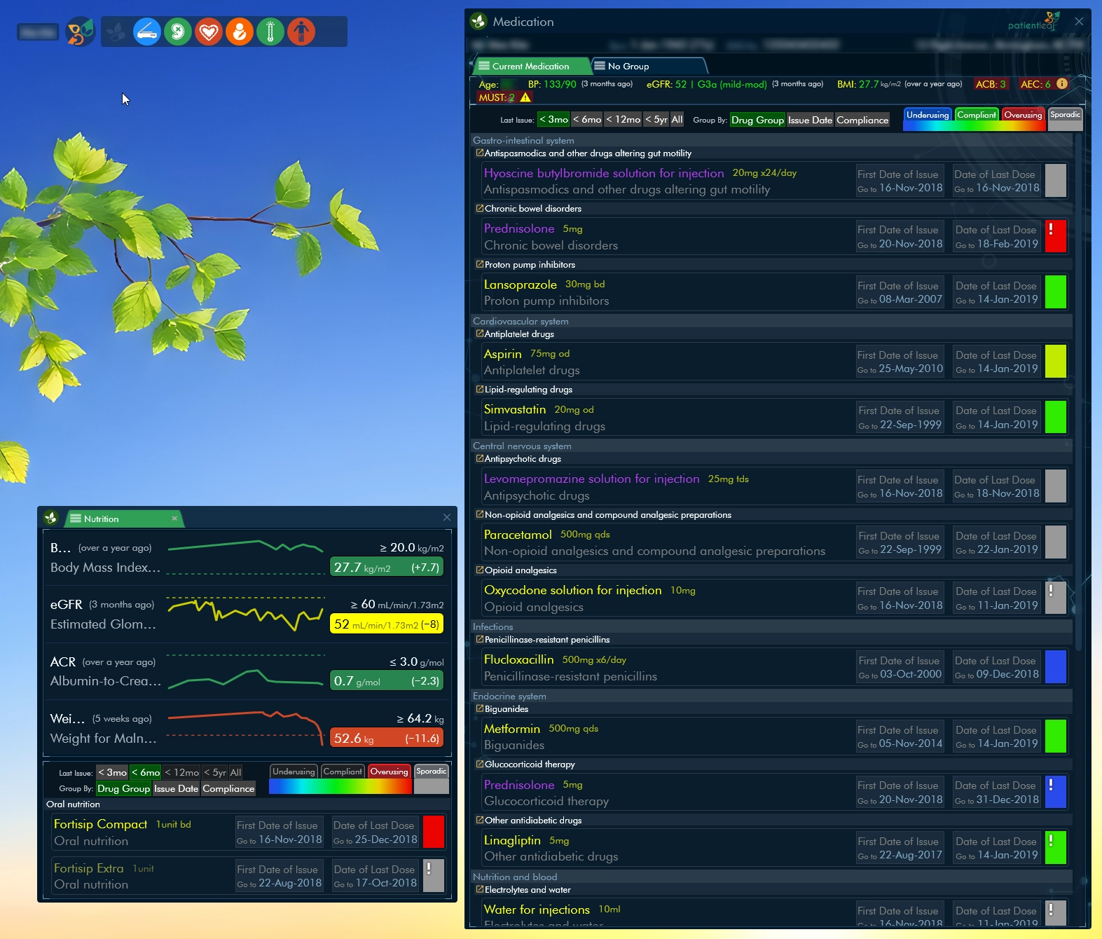 Complex data visualization in PatientLeaf