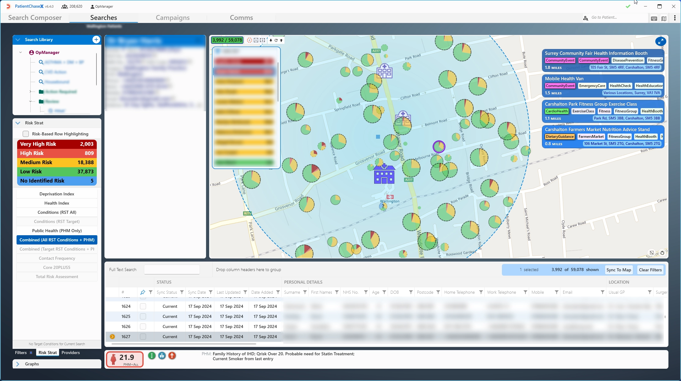 Complex data visualization in PatientLeaf